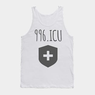 996.ICU Working Hours Awareness - Grey on White Tank Top